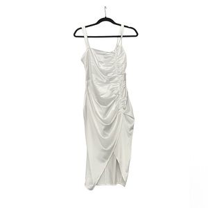 BNWT Women’s Off-White Satin Ruched Dress Size S